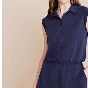 Lou & Grey Sandwashed Utility Romper – Navy – Size Medium